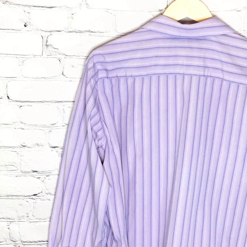 Banana Republic Custom Dyed Lilac Casual Button Down Striped Long Sleeve Large